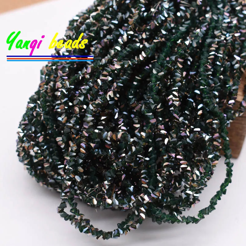 2mm Triangle Crystal Glass Beads for Jewelry Making (Approx. 130 Pieces)