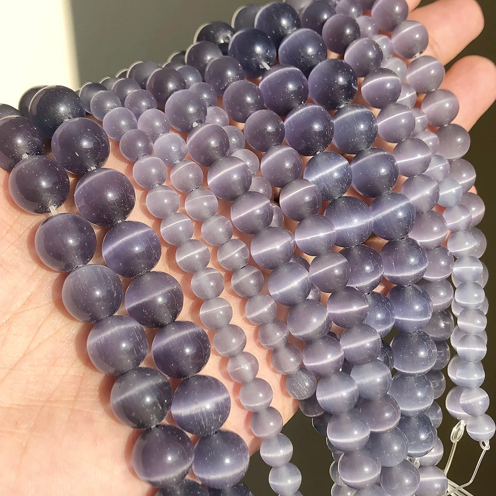 Natural Moonstone Cat Eye Beads — DIY Jewelry Making Strand