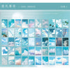 A collection of 50 aesthetic landscape stickers featuring clouds, nature scenes, and artistic designs for scrapbooking.