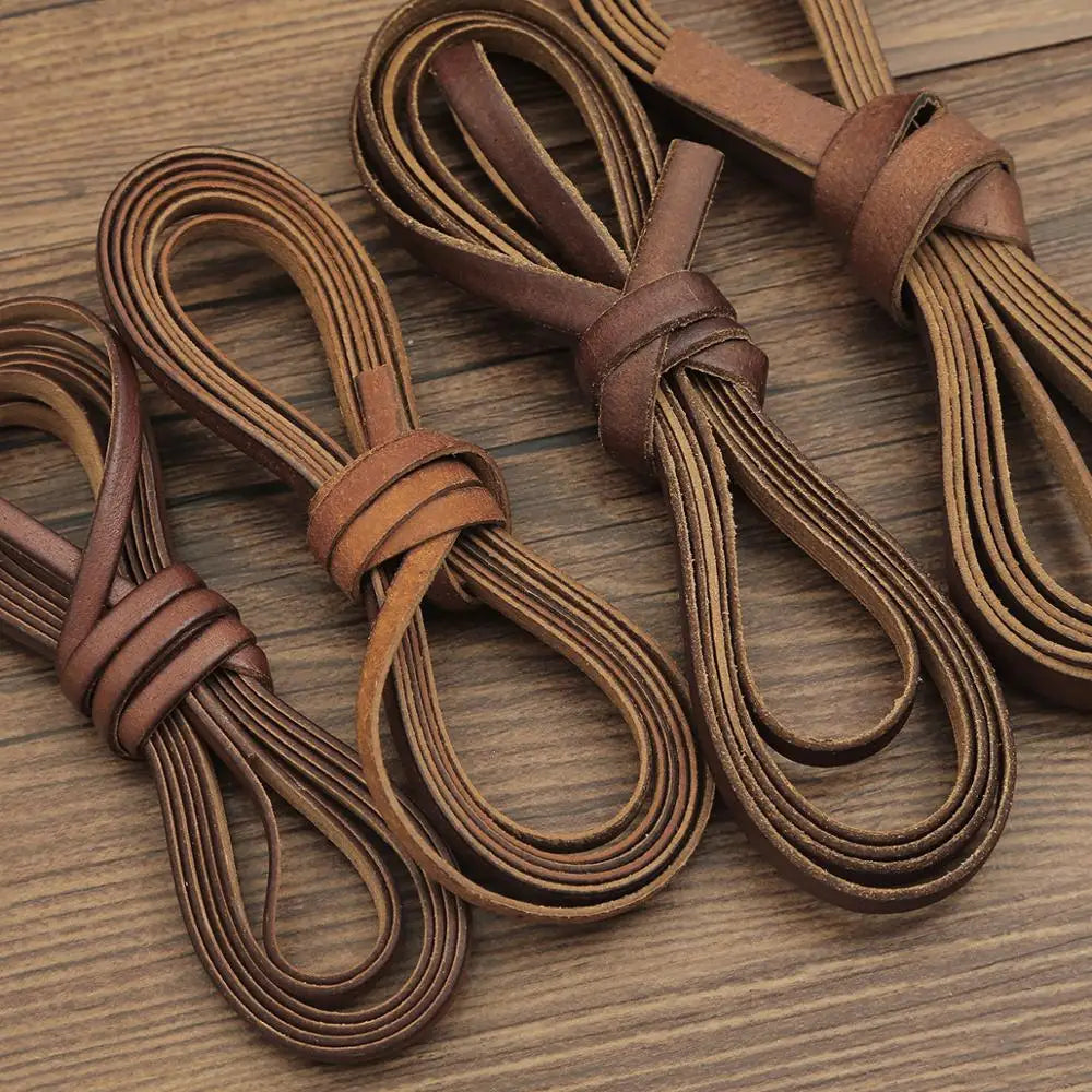 Several strands of brown faux leather cords used for DIY jewelry making