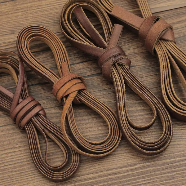 Several strands of brown faux leather cords used for DIY jewelry making
