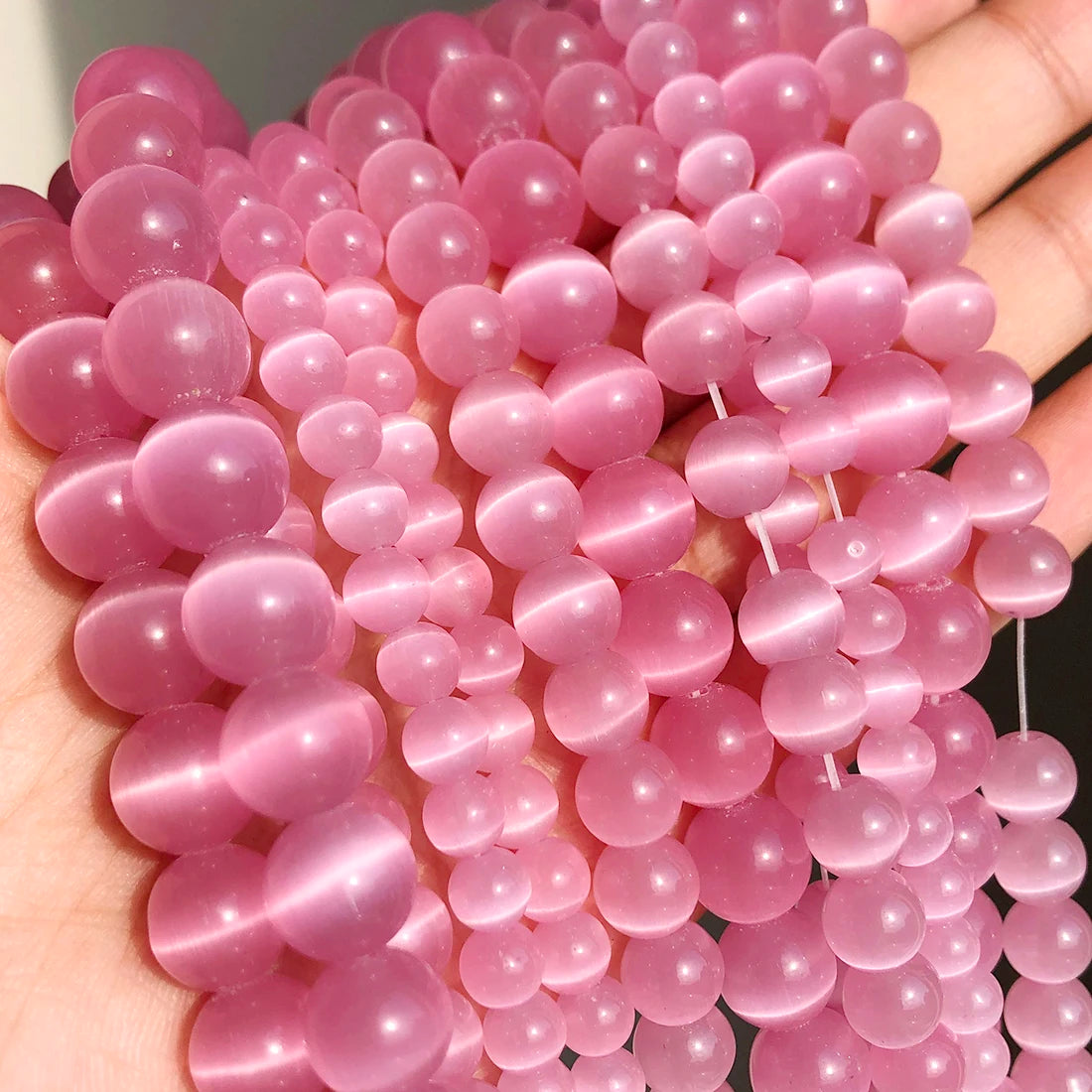 Natural Moonstone Cat Eye Beads — DIY Jewelry Making Strand
