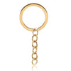 A gold-colored circular chain necklace with a small charm.
