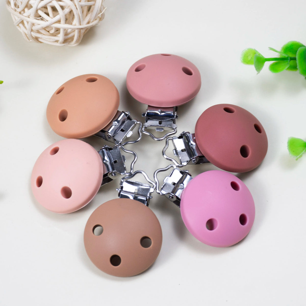 BPA-Free Silicone Teether Clips for Babies – 10-Pack Pastel Pacifier Holders