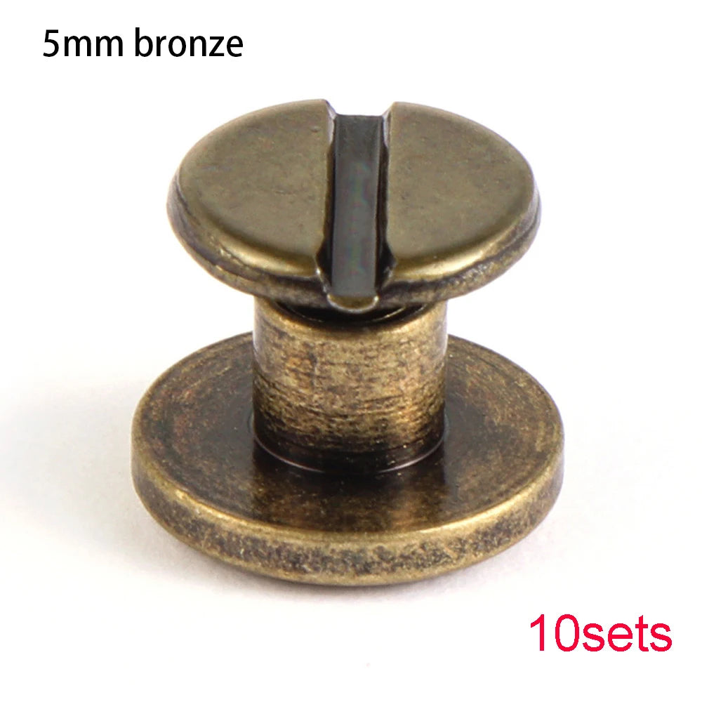 A set of ten 5mm bronze decorative heart brass rivets for leather craft and DIY.