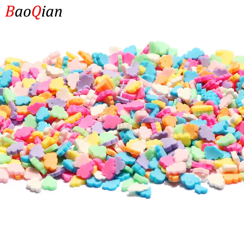 Assortment of colorful soft polymer clay slices for nail art and DIY crafts