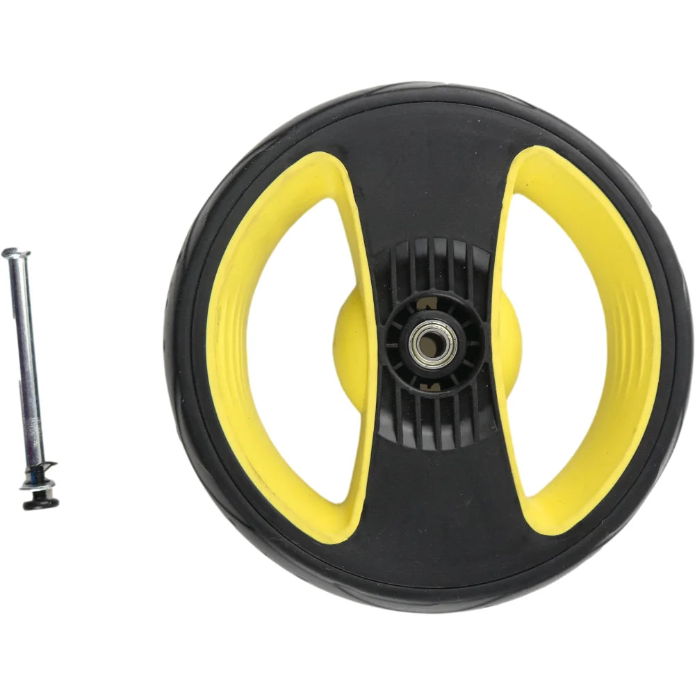 A black and yellow stroller accessory kit featuring a circular mesh net and cover.