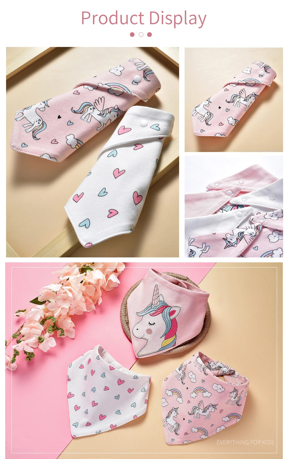 Soft Cotton Baby Bibs (3-Pack) with Cartoon Prints