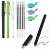 A collection of automatic fade pens with various colored tips and refills shown in different angles.