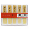 A pack of ten bamboo clarinet reeds labeled as strength 2½, packaged in a clear plastic case.