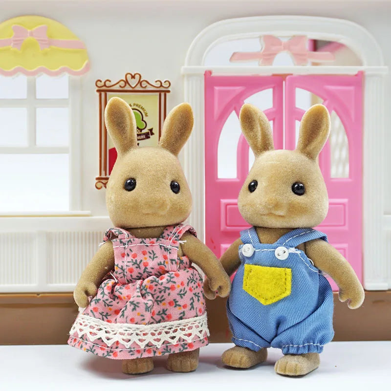 Forest Animal Family Dollhouse Set with Mini Furniture