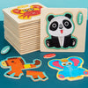 Wooden 3D Cartoon Animal Jigsaw Puzzle for Kids