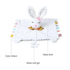 A white plush baby comforter security toy featuring a rabbit head shot and molar soft gel teether.