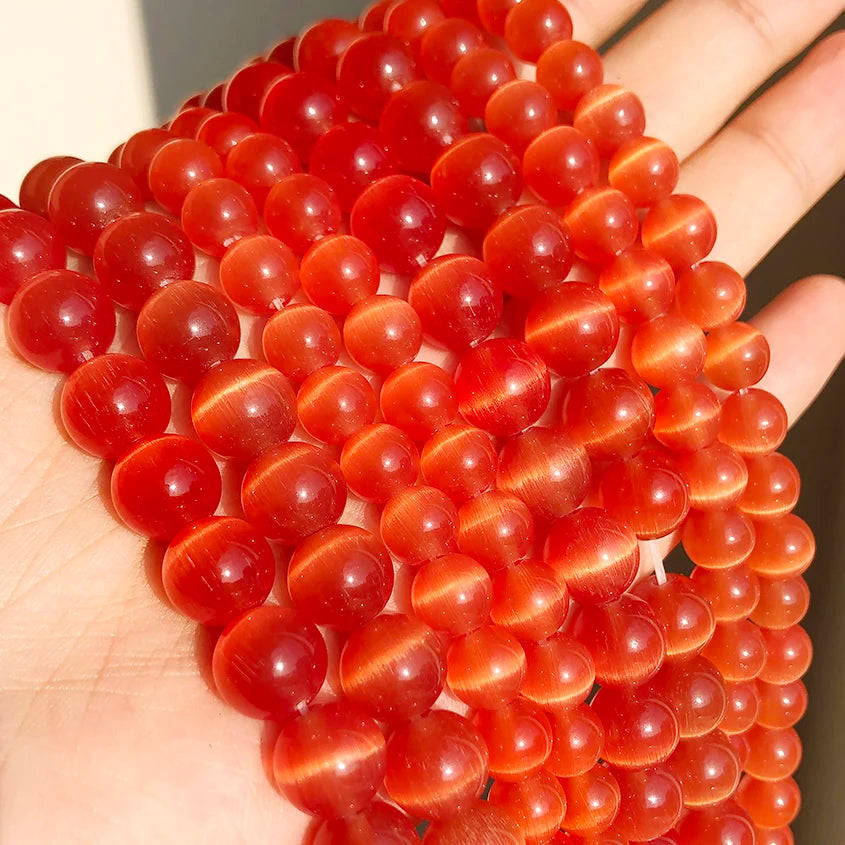 Natural Moonstone Cat Eye Beads — DIY Jewelry Making Strand