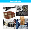Various leather straps and accessories featuring metal double cap rivets for crafting and repairs