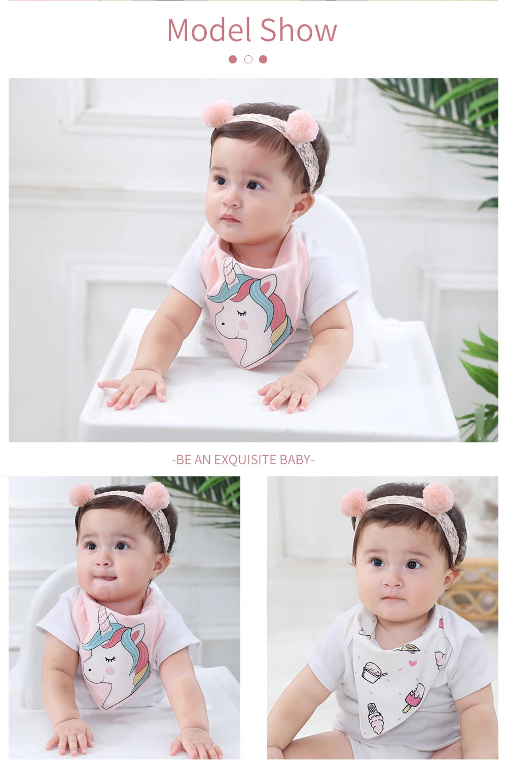 Soft Cotton Baby Bibs (3-Pack) with Cartoon Prints