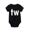 Black letter print cotton baby bodysuit with the initials TW