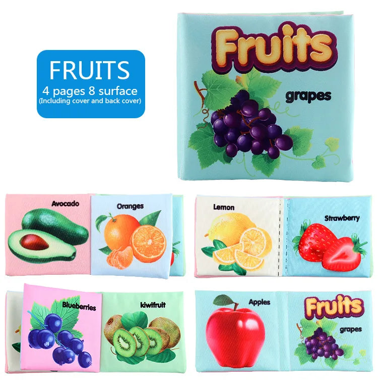 Soft Cloth Baby Books Set for Early Learning – Fruits, Animals, Numbers & More