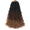 A bundle of dark brown and black crochet hair extensions featuring soft curly ombre dreadlocks