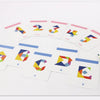 A set of wooden animal tangram puzzles showing numbers one through five.