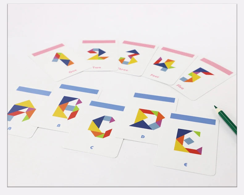 A set of wooden animal tangram puzzles showing numbers one through five.