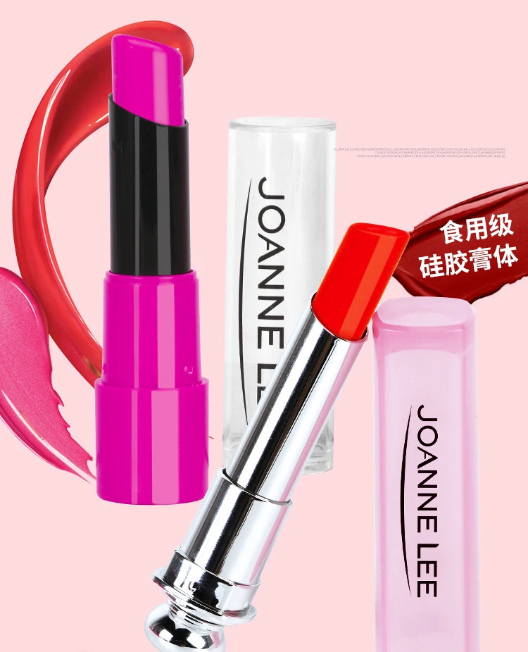 A set of wooden pretend play makeup tools including a lipstick, brush, and bag for children.