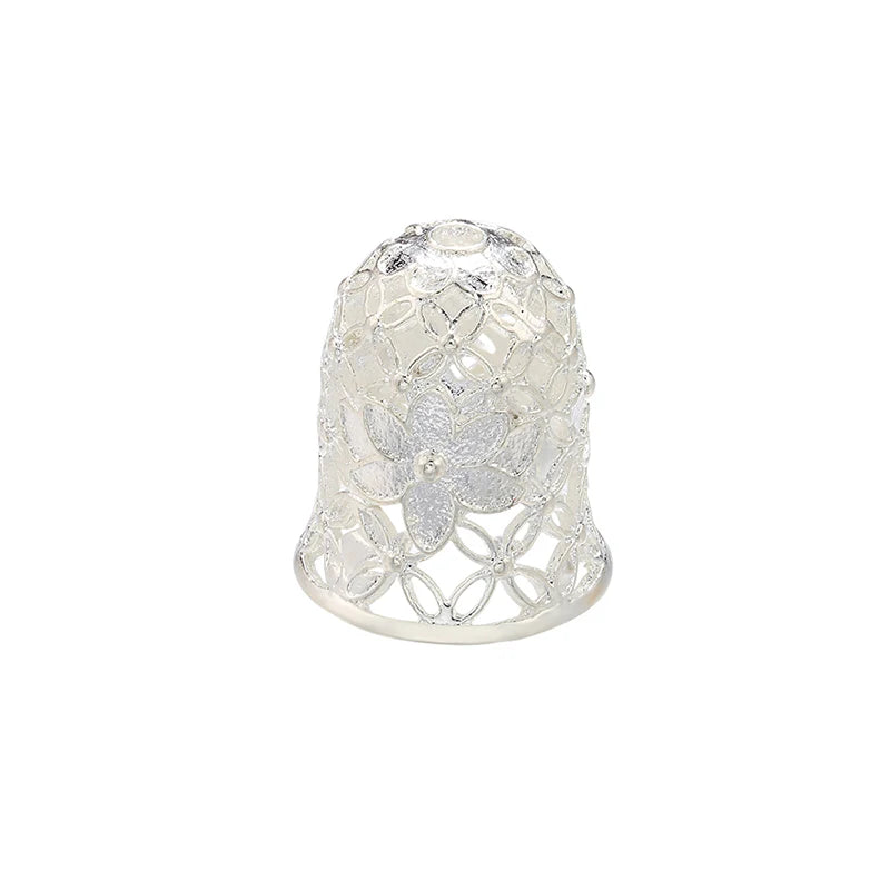 Silver floral bead cap with intricate openwork design for jewelry making