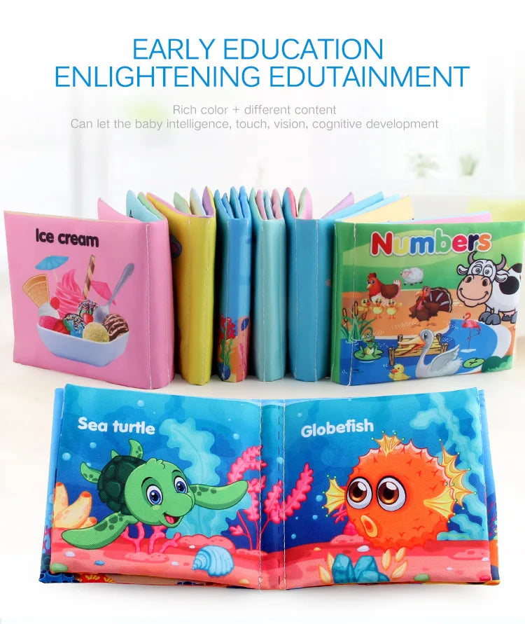 Soft Cloth Baby Books Set for Early Learning – Fruits, Animals, Numbers & More