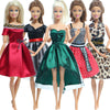 A set of five handmade casual doll outfits for 1/6 scale dolls featuring various colors and styles.