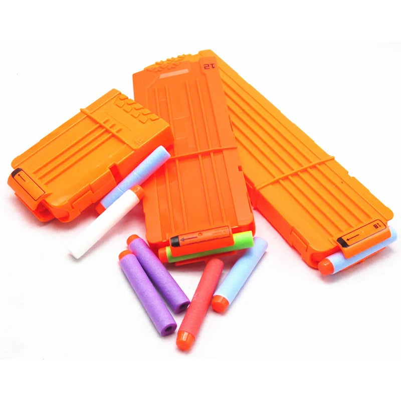 Orange soft foam dart refills for toy blasters displayed next to the main box.