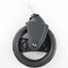 Black stroller accessory kit featuring a mosquito net and rain cover attached to a handle.