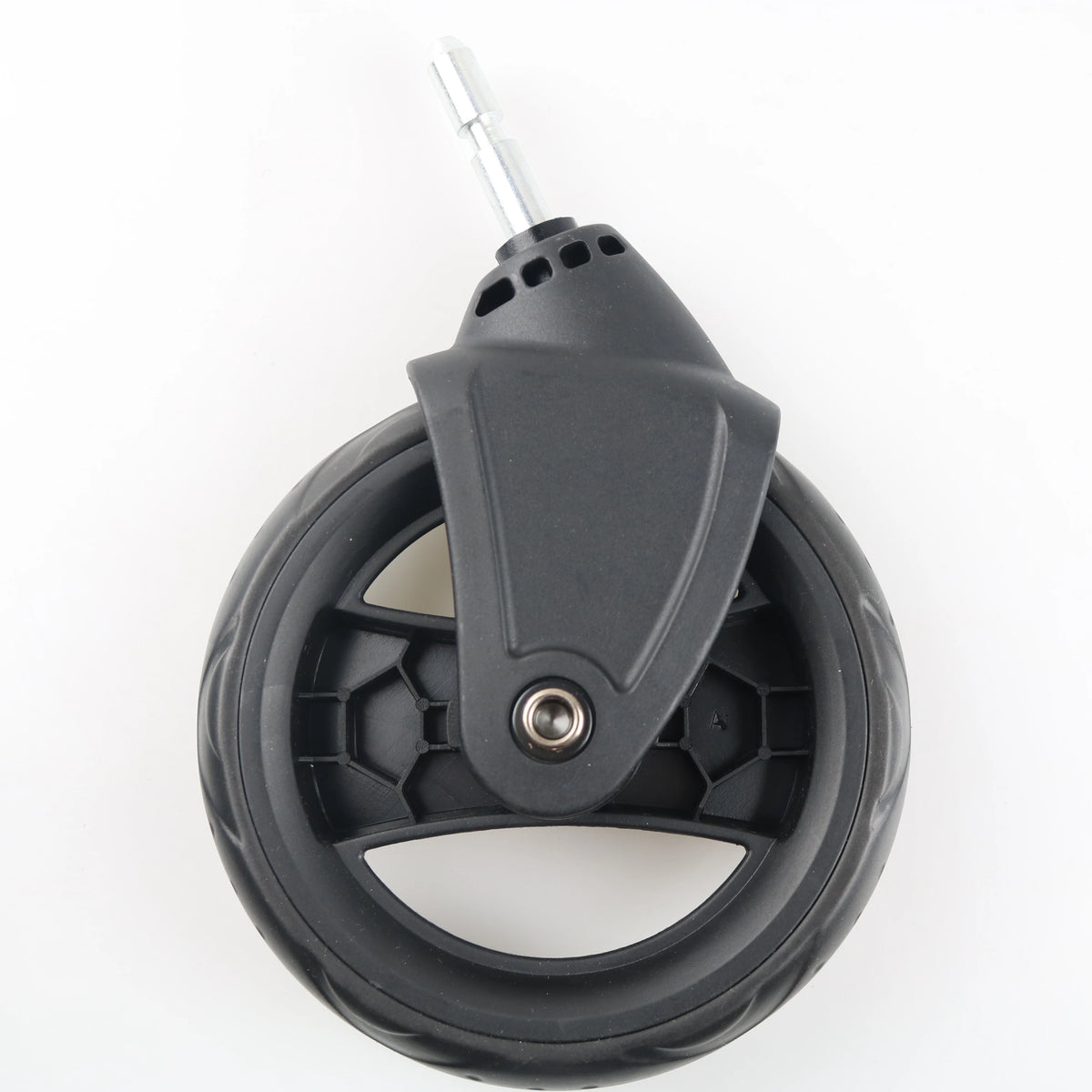 Black stroller accessory kit featuring a mosquito net and rain cover attached to a handle.