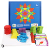 Wooden Pattern Blocks Set – 155-Piece Educational Shape Puzzle for Kids