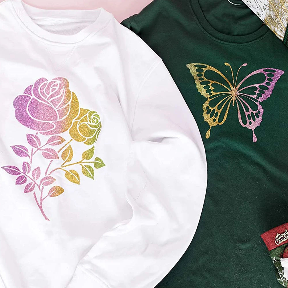 Rainbow Glitter Heat Transfer Vinyl for DIY Apparel