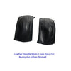 Two black leather handle covers for the Mutsy iGo Urban Nomad stroller.