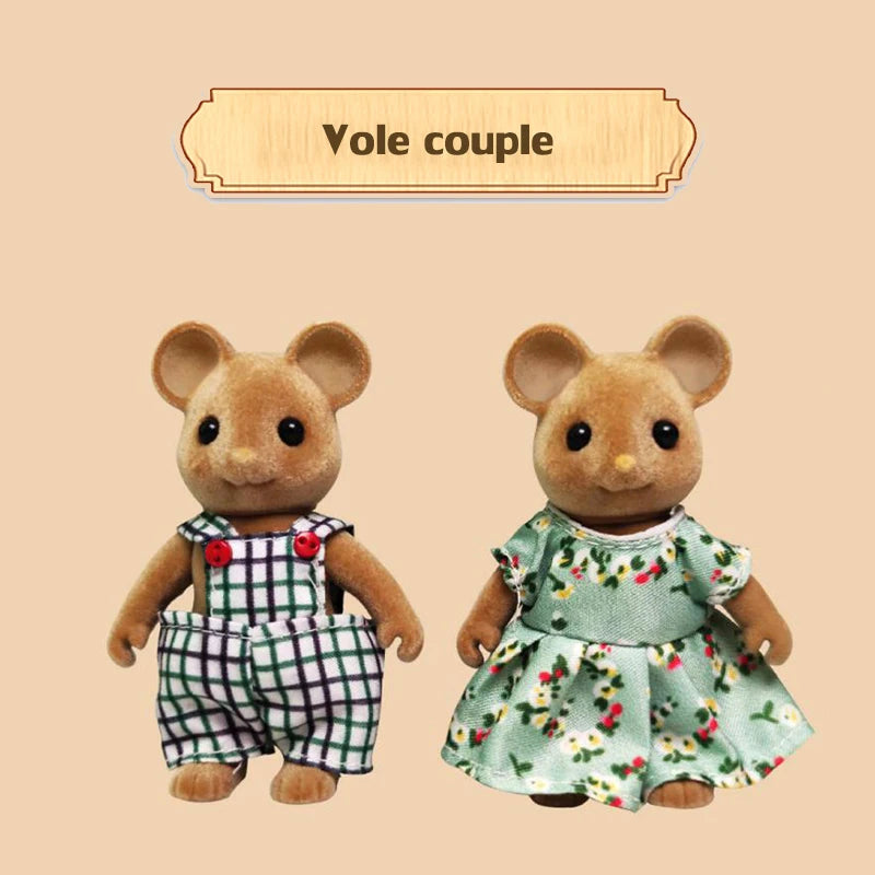 Forest Animal Family Dollhouse Set with Mini Furniture
