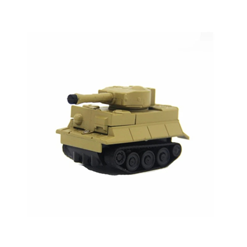 A yellow line-following robot car toy with a pen, shown from the side.