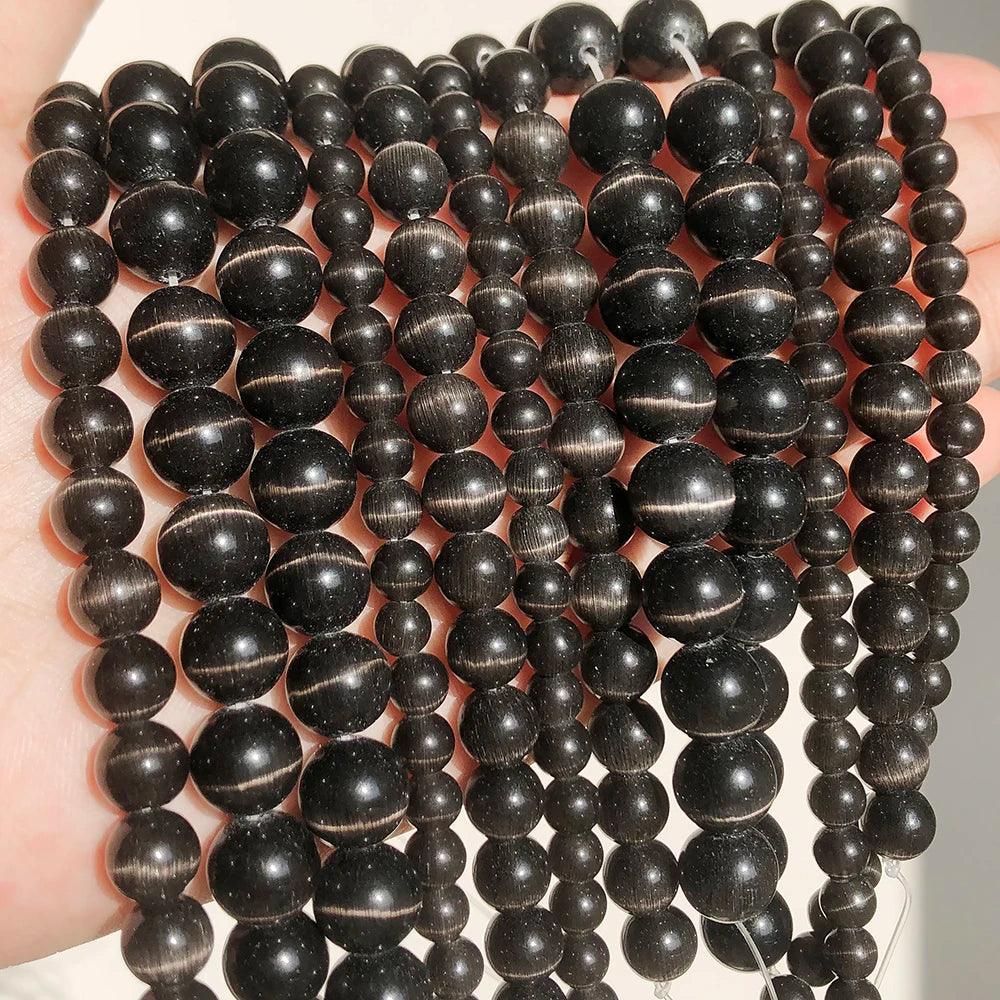Natural Moonstone Cat Eye Beads — DIY Jewelry Making Strand