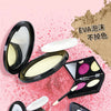 A set of guard cosmetics including lip and eye products displayed on a pink background.
