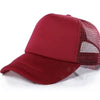A maroon trucker hat with a mesh back and a solid front, shown from above.