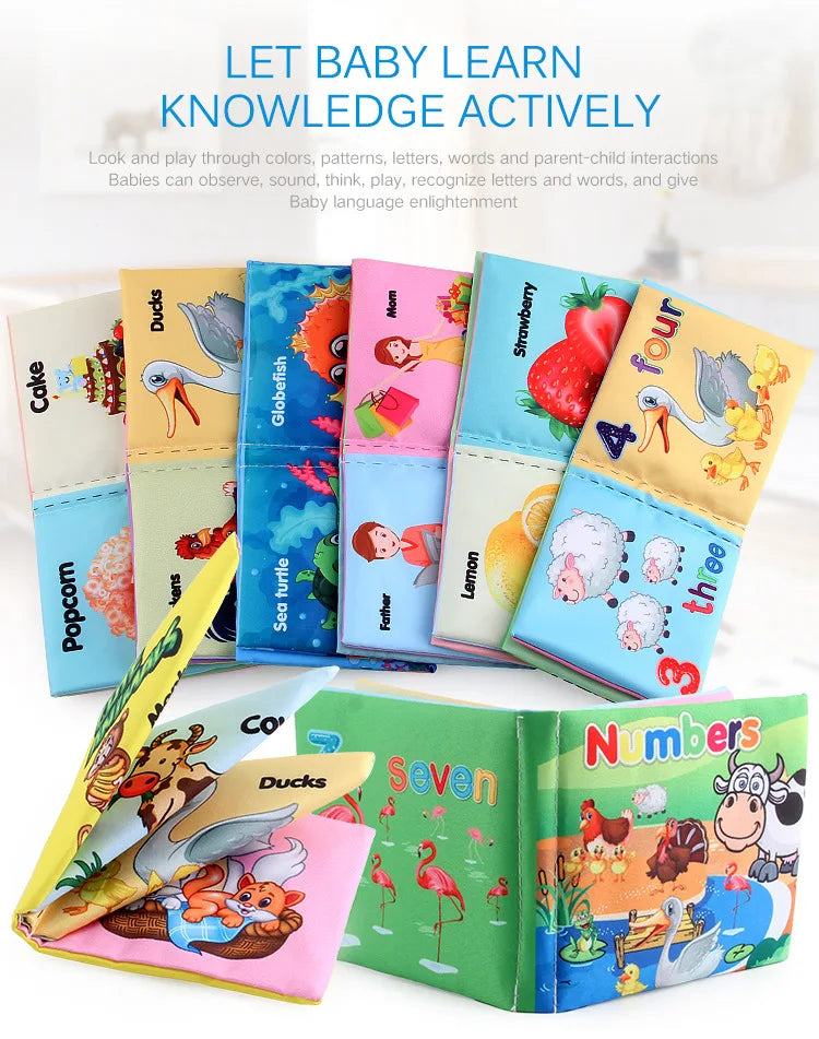Soft Cloth Baby Books Set for Early Learning – Fruits, Animals, Numbers & More