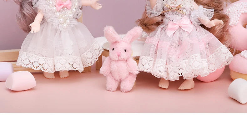 16cm Articulated Fashion Doll with Big Eyes and Dress-Up Outfit