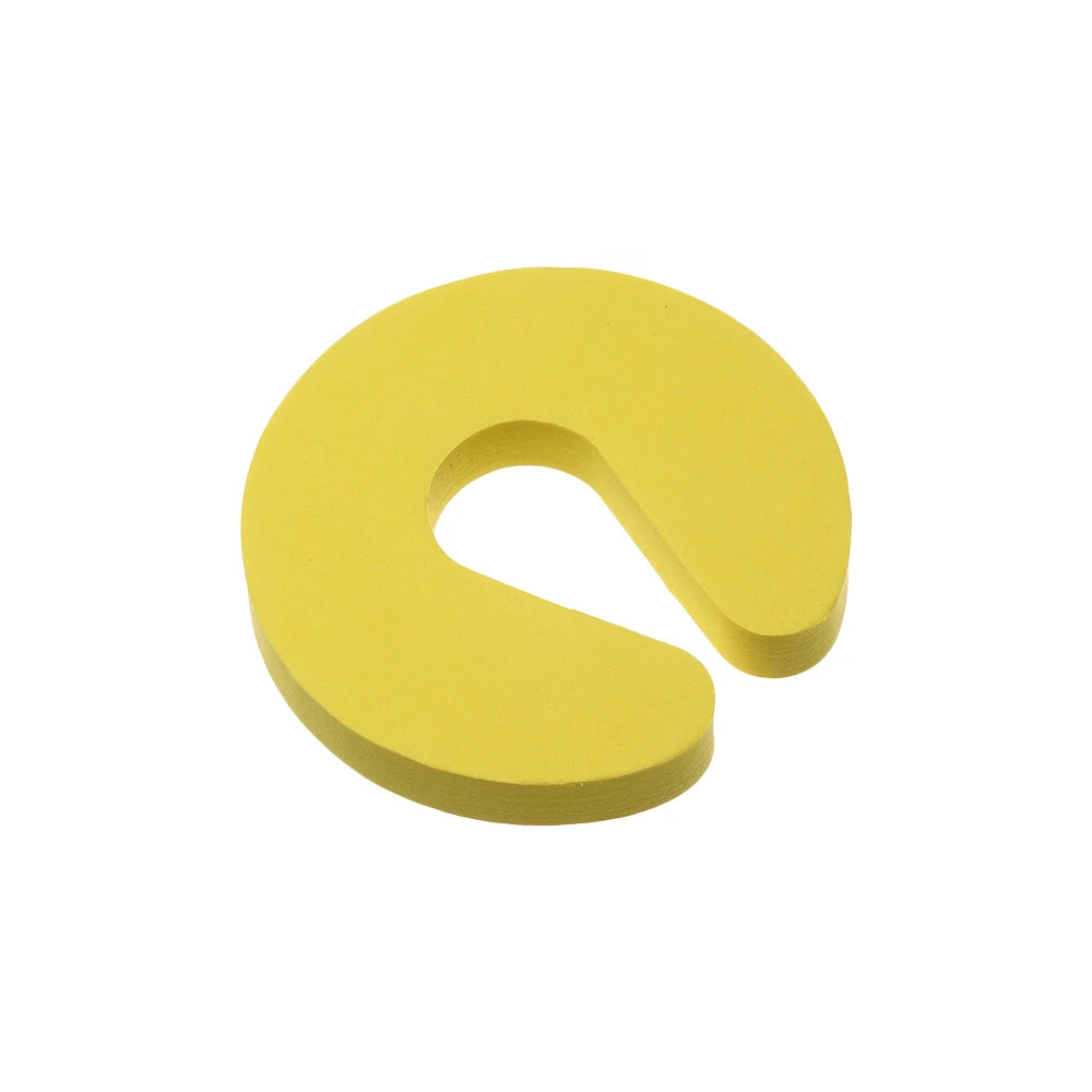 Tapón de puerta de espuma EVA amarilla con forma curva y gancho.