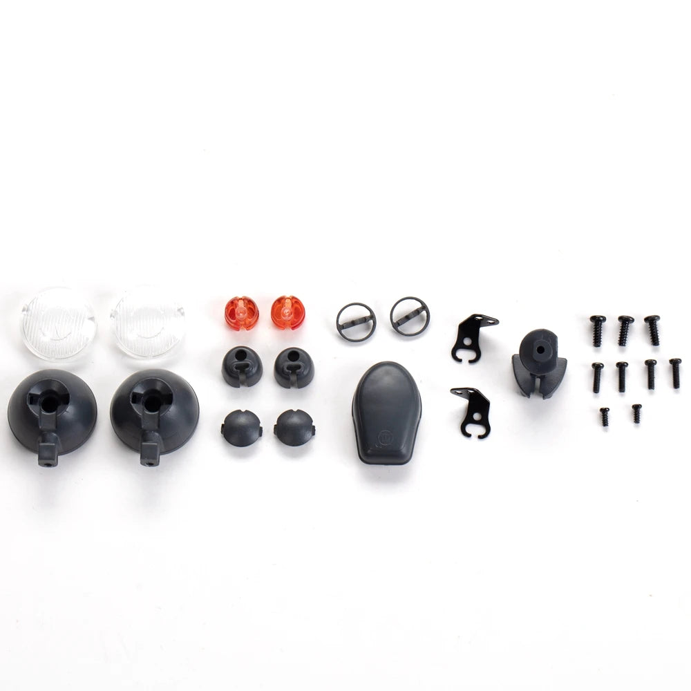 A set of 1:12 scale RC car steering wheel and interior upgrade parts including various components.