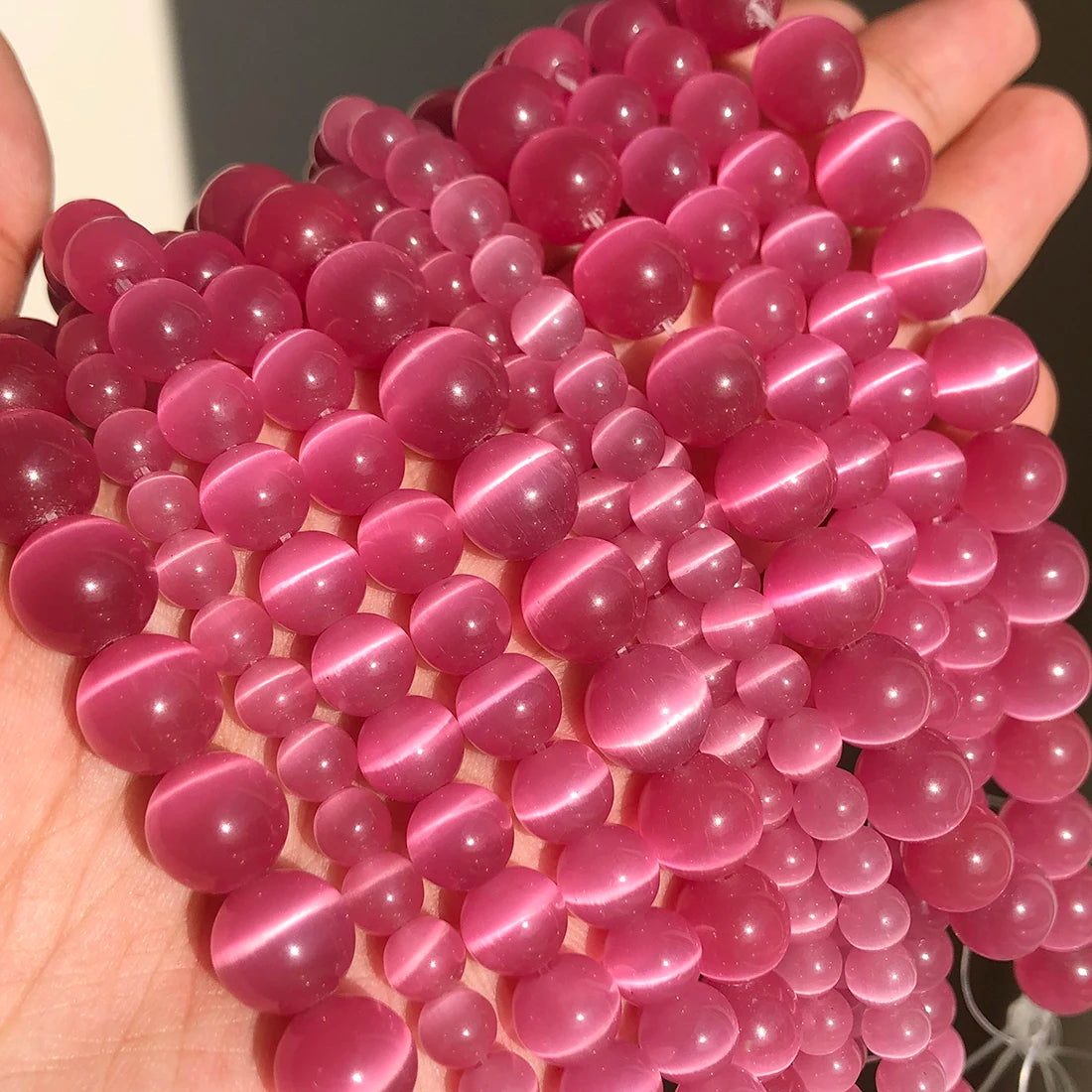 Natural Moonstone Cat Eye Beads — DIY Jewelry Making Strand