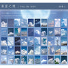 A collection of 50 aesthetic landscape stickers featuring clouds, sky, and nature scenes for scrapbooking.