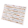 A display of 100 pairs of assorted acrylic stud earrings including hearts, stars, and moons.