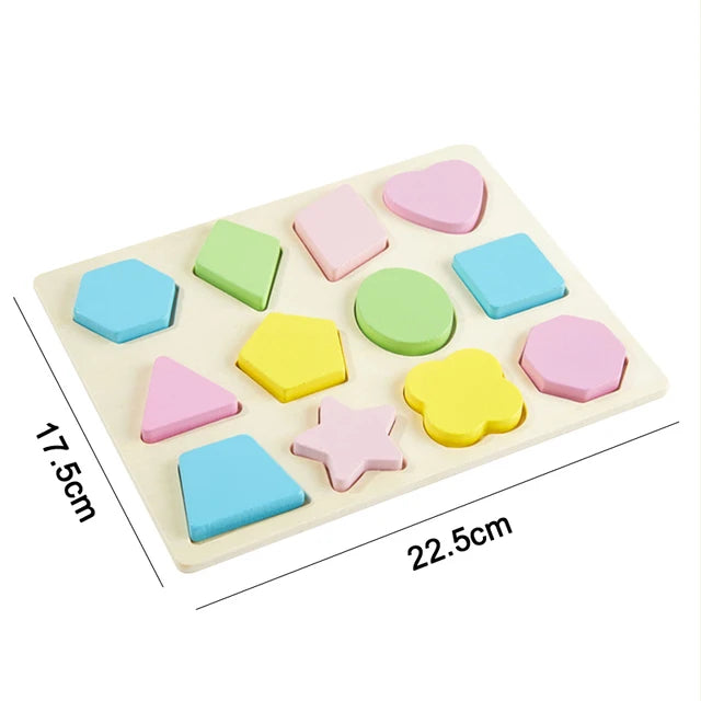 A wooden sensory block set featuring various colored and shaped blocks for Montessori play.