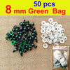 50 pieces of 8 mm green bags and white plastic safety eyes for crafting