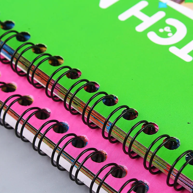 Rainbow Scratch Art Paper Notebook with Wooden Stylus - 12 Sheets of Colorful Doodle Fun